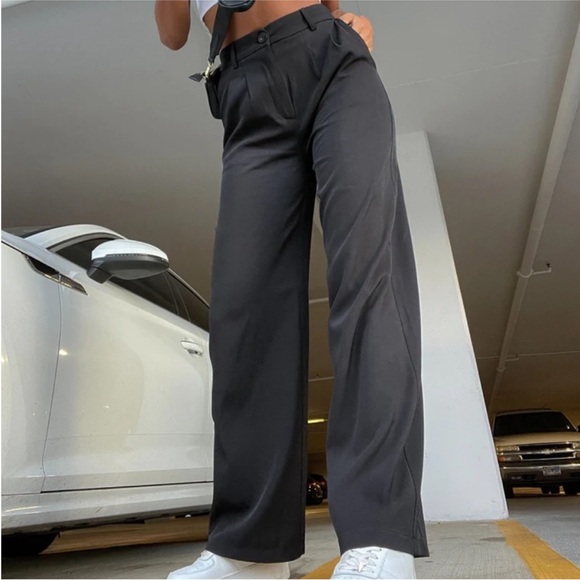 Princess Polly Archer Black Wide Leg High Waisted Pants - Picture 4 of 8